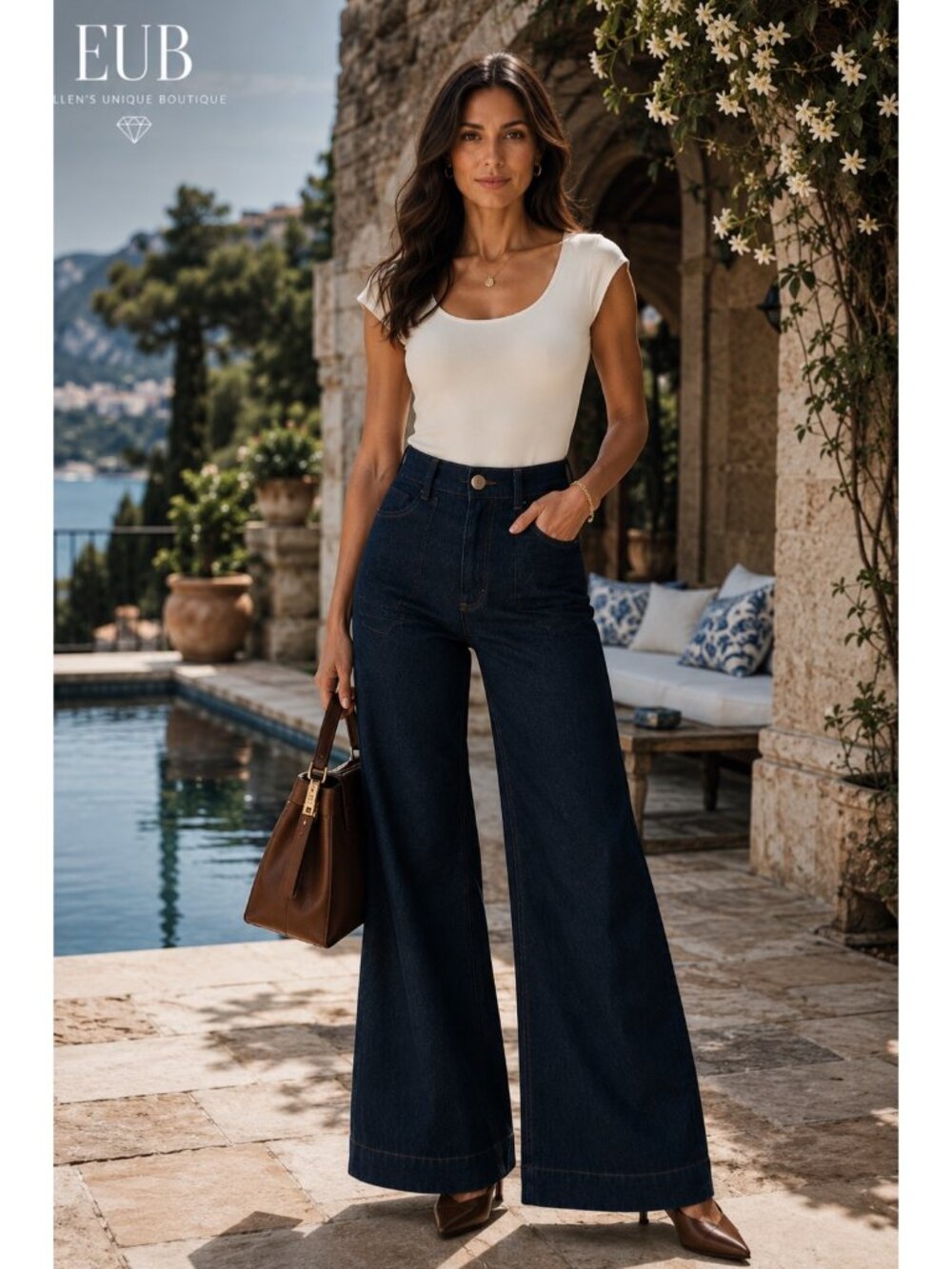 Anthropologie Maeve Colette High Rise Wide Leg Patch Pocket Jeans 28 New